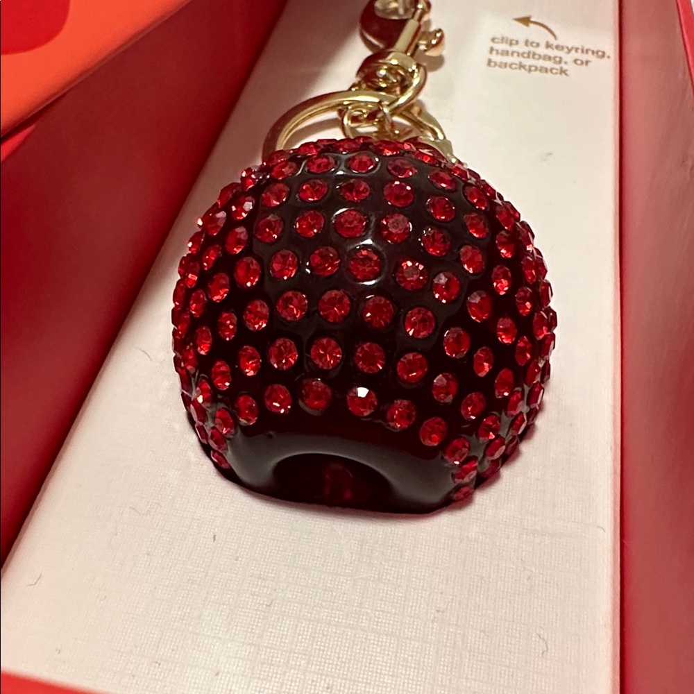 NWT Piper K Sparkling Red Apple Keychain and bag charm glass stones - Picture 8 of 8